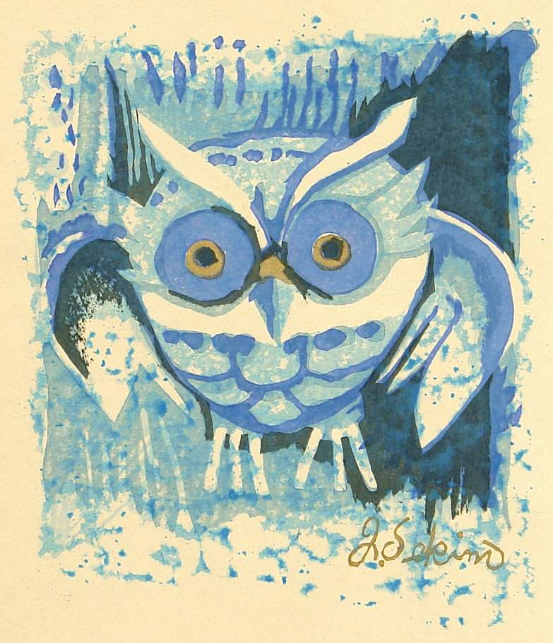 [Blue Owl] - Sekino Jun'ichiro  Catalogue woodblock print