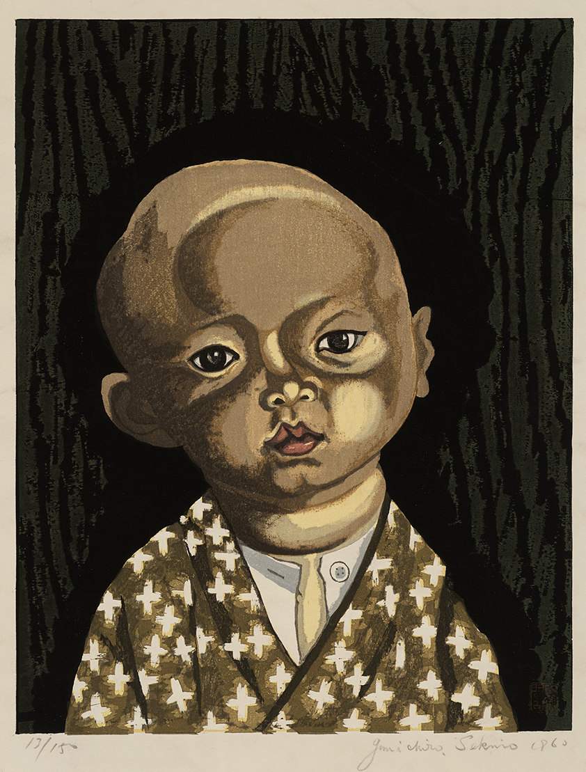 Boy with Shaved Head - Sekino Jun'ichiro  Catalogue woodblock print