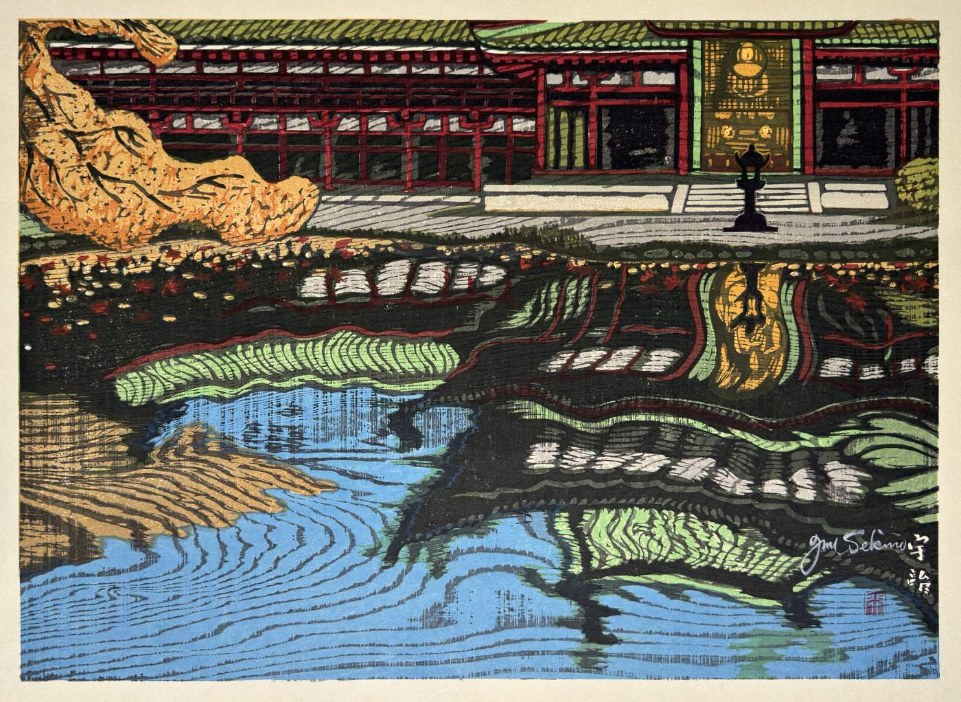 Byodoin Temple, Uji - Sekino Jun'ichiro  Catalogue woodblock print