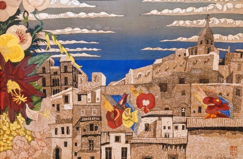 Casablanca, Falling Flowers - Sekino Jun'ichiro  Catalogue woodblock print
