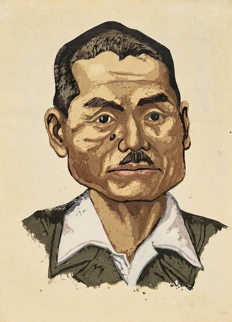 Chief Engineer Hayakawa Yukichi - Sekino Jun'ichiro  Catalogue woodblock print