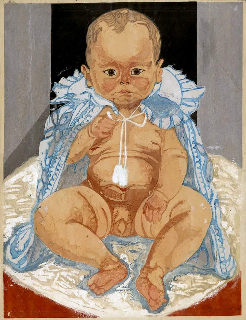 Child Junpei [Artist's Son] - Sekino Jun'ichiro  Catalogue woodblock print