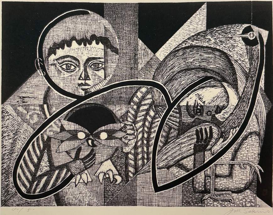 Children and Birds - Sekino Jun'ichiro  Catalogue woodblock print