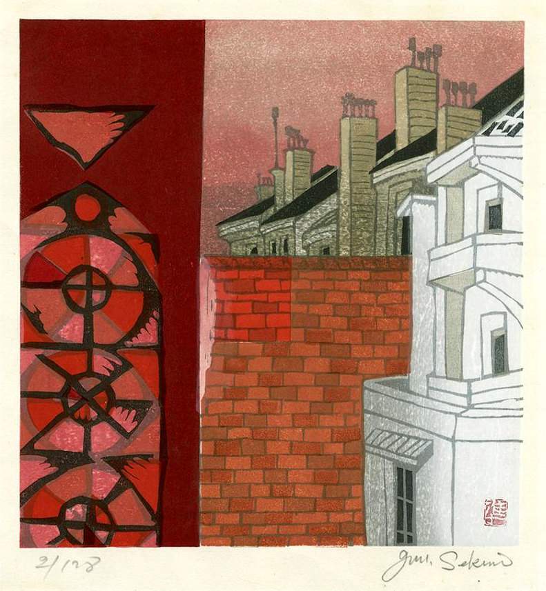 [Chimneys] - Sekino Jun'ichiro  Catalogue woodblock print