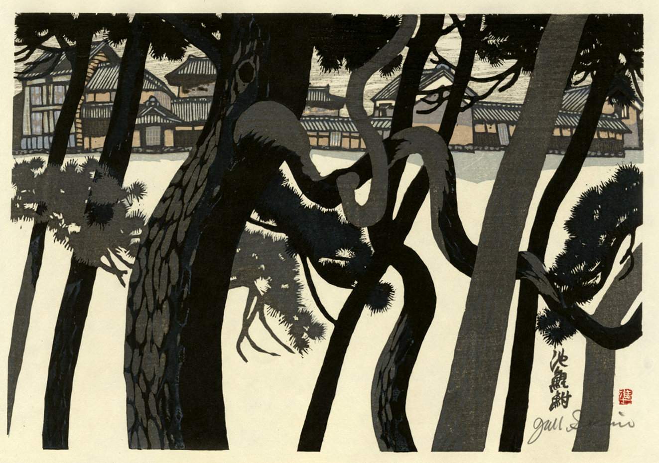 Chiryu, Pine Tree Row (Tokaido station 39) - Sekino Jun'ichiro  Catalogue woodblock print