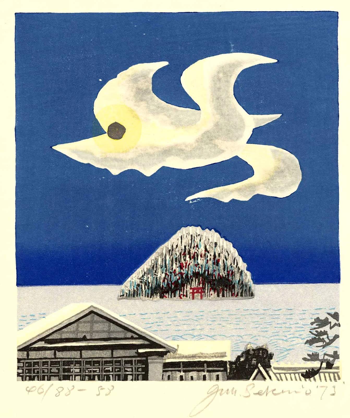 [Cloud Over Enoshima] - Sekino Jun'ichiro  Catalogue woodblock print