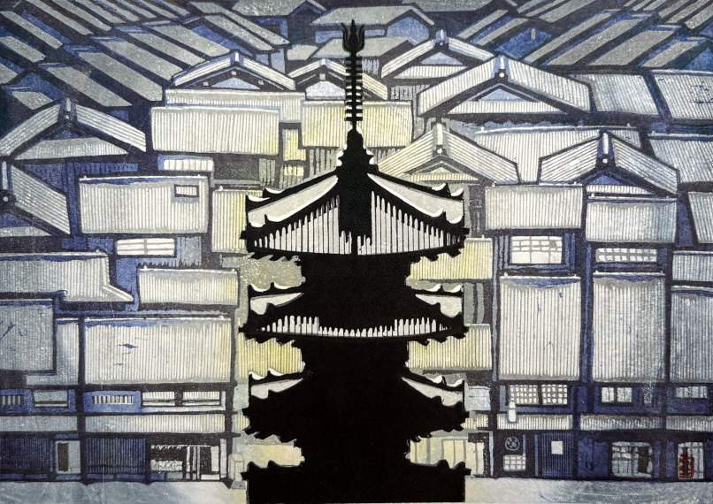 Drizzle in Kyoto - Sekino Jun'ichiro  Catalogue woodblock print