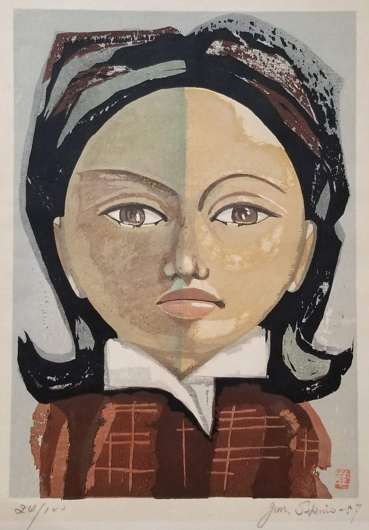 Face of a Young Girl - Sekino Jun'ichiro  Catalogue woodblock print