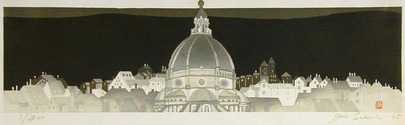 Florence at Night - Sekino Jun'ichiro  Catalogue woodblock print