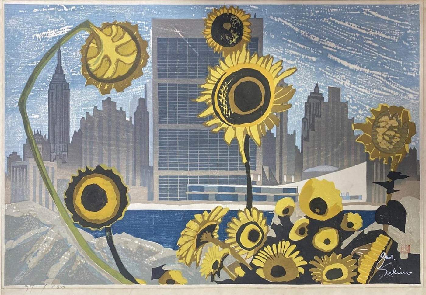 Flowers and New York - Sekino Jun'ichiro  Catalogue woodblock print