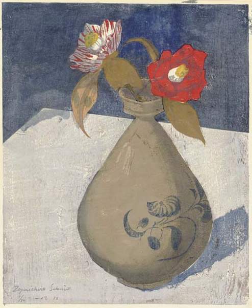 [Flowers in a Vase] - Sekino Jun'ichiro  Catalogue woodblock print
