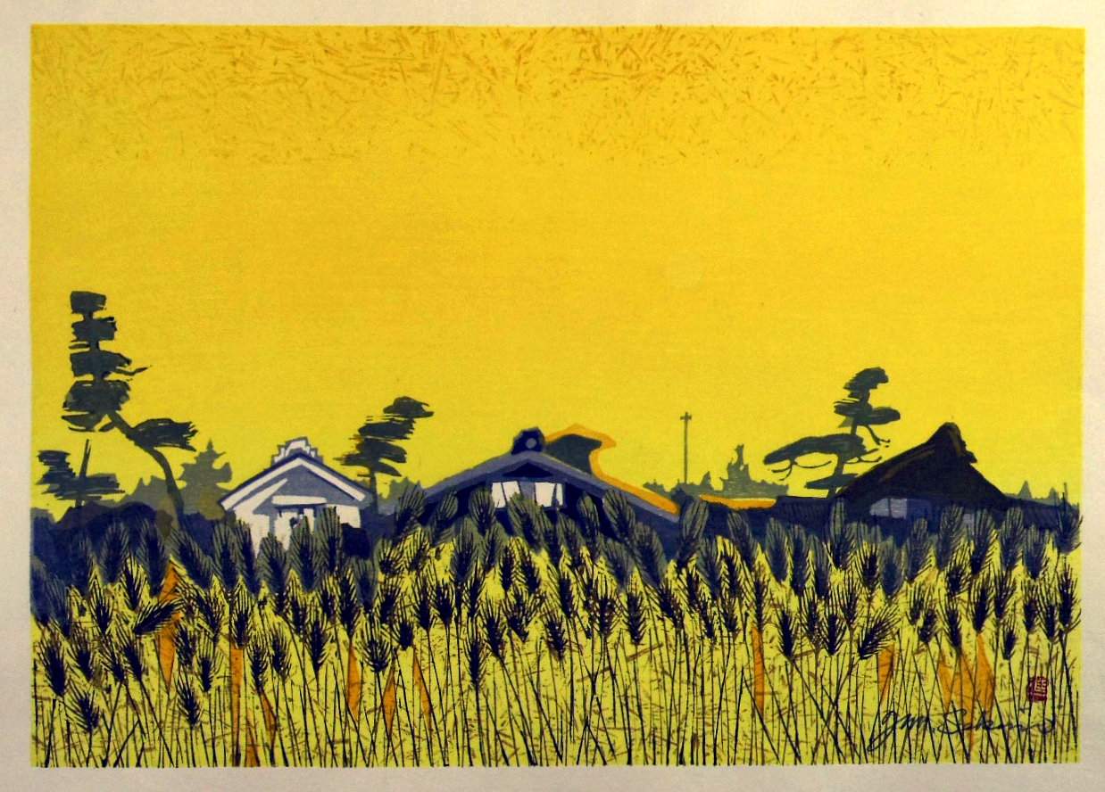 Fujieda, Wheat Fields at Twilight (Tokaido station 22) - Sekino Jun'ichiro  Catalogue woodblock print