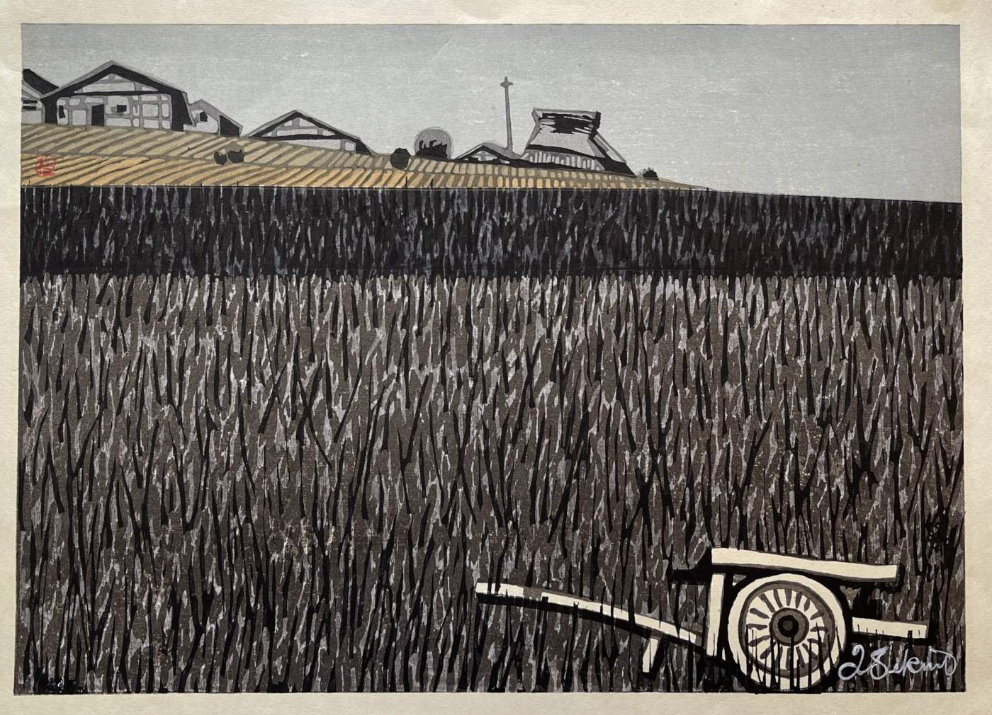 Fujikawa, Farmhouses (Tokaido station 37) - Sekino Jun'ichiro  Catalogue woodblock print