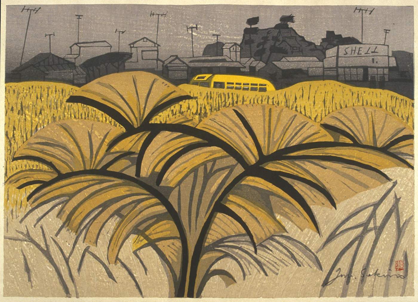 Fujisawa, Pampas Grass Road (Tokaido station 6) - Sekino Jun'ichiro  Catalogue woodblock print