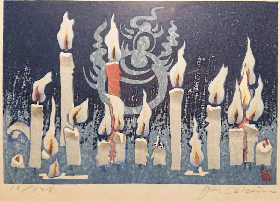 Fushimi Inari Shrine (Candles) - Sekino Jun'ichiro  Catalogue woodblock print