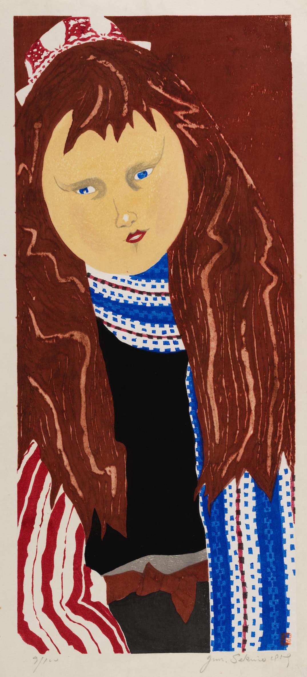 Girl from Marken, Netherlands - Sekino Jun'ichiro  Catalogue woodblock print