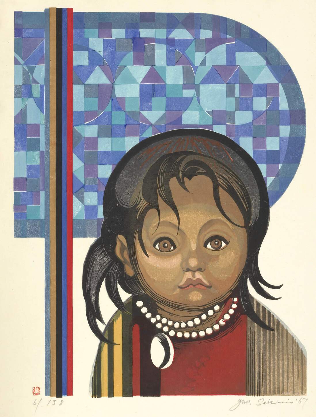 Girl in Mexico - Sekino Jun'ichiro  Catalogue woodblock print