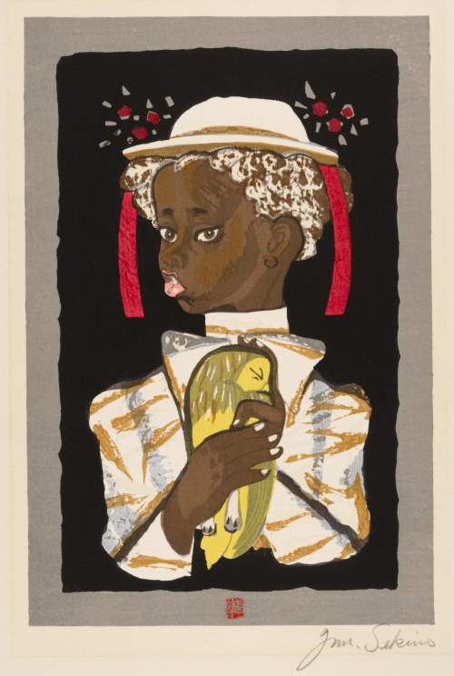 Sekino Jun'ichiro - Girl with Yellow Bird thumbnail