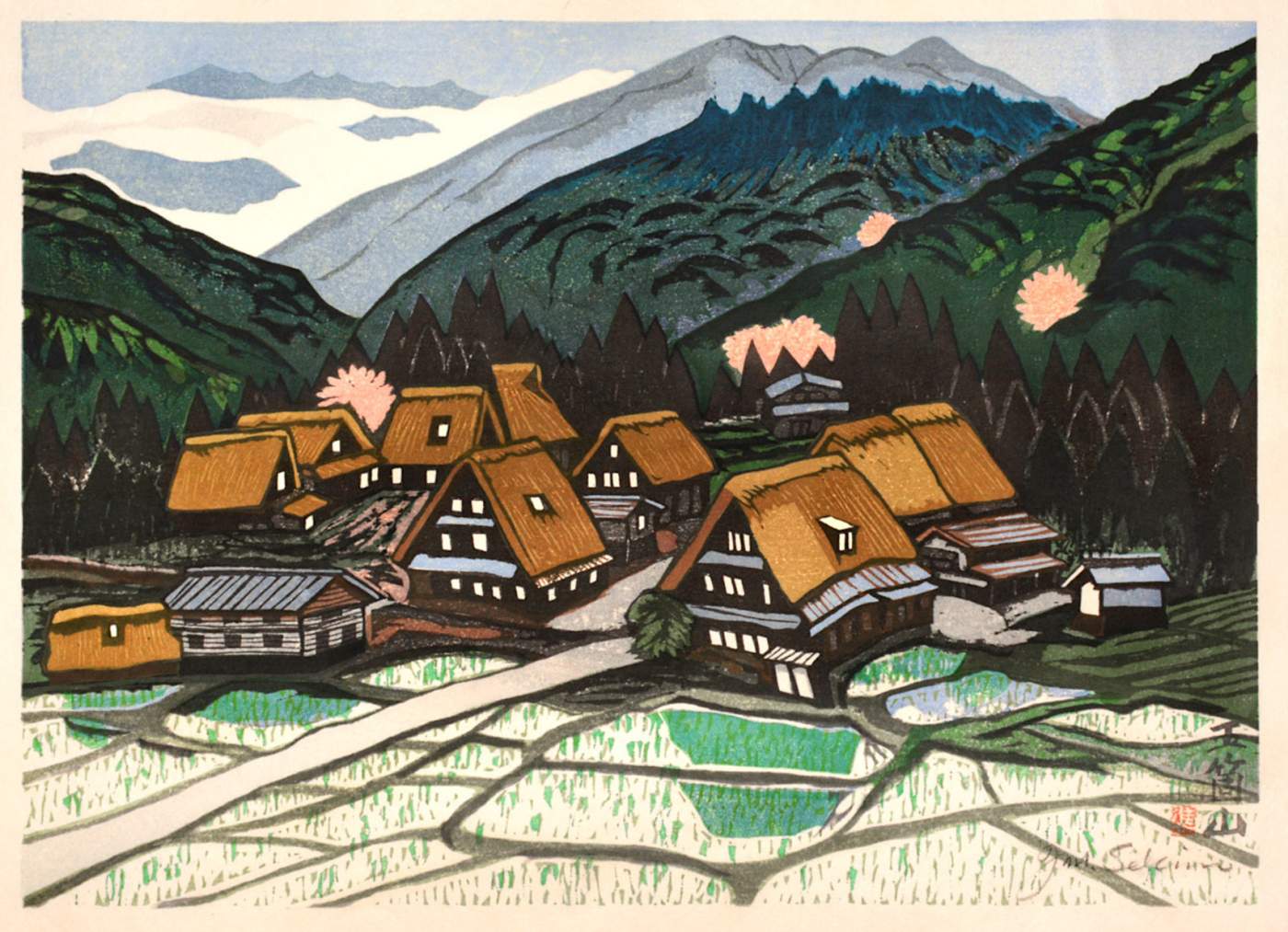 Gokayama - Sekino Jun'ichiro  Catalogue woodblock print