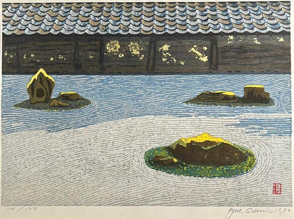 Golden Stone Garden - Sekino Jun'ichiro  Catalogue woodblock print