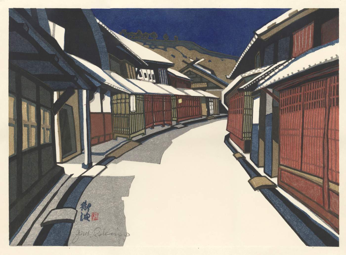 Goyu, Crimson Latticework (Tokaido station 35) - Sekino Jun'ichiro  Catalogue woodblock print