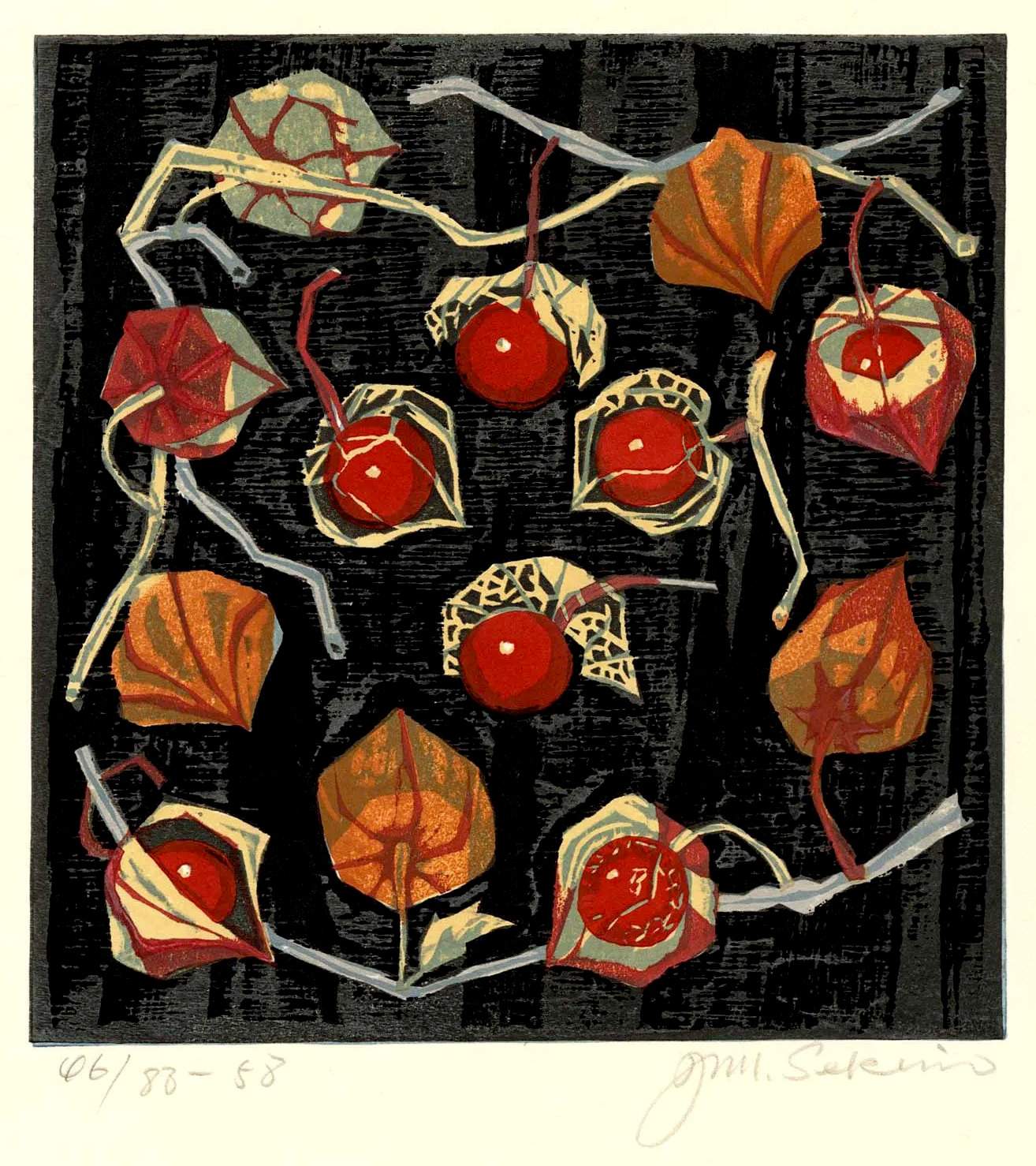 Ground Cherries [1] - Sekino Jun'ichiro  Catalogue woodblock print