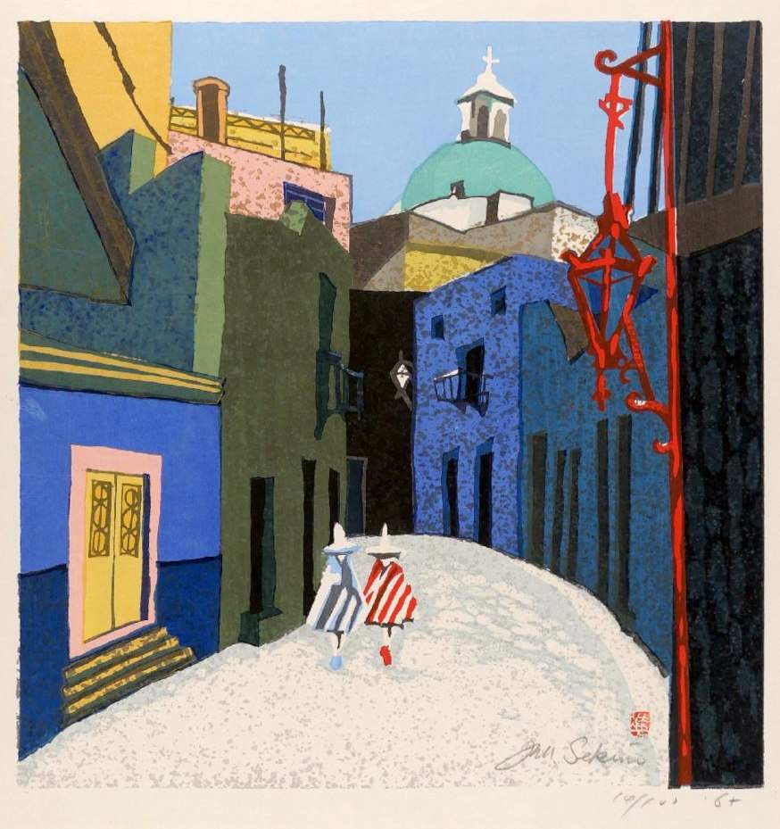 Guanajuato, Mexico - Sekino Jun'ichiro  Catalogue woodblock print