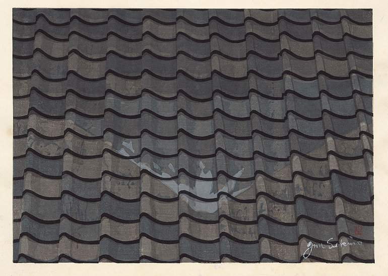 Hara, Roof Reflecting Mount Fuji (Tokaido station 13) - Sekino Jun'ichiro  Catalogue woodblock print