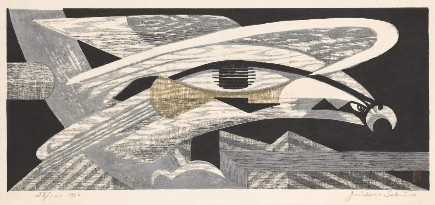 Hawk (The Nighthawk Star) - Sekino Jun'ichiro  Catalogue woodblock print