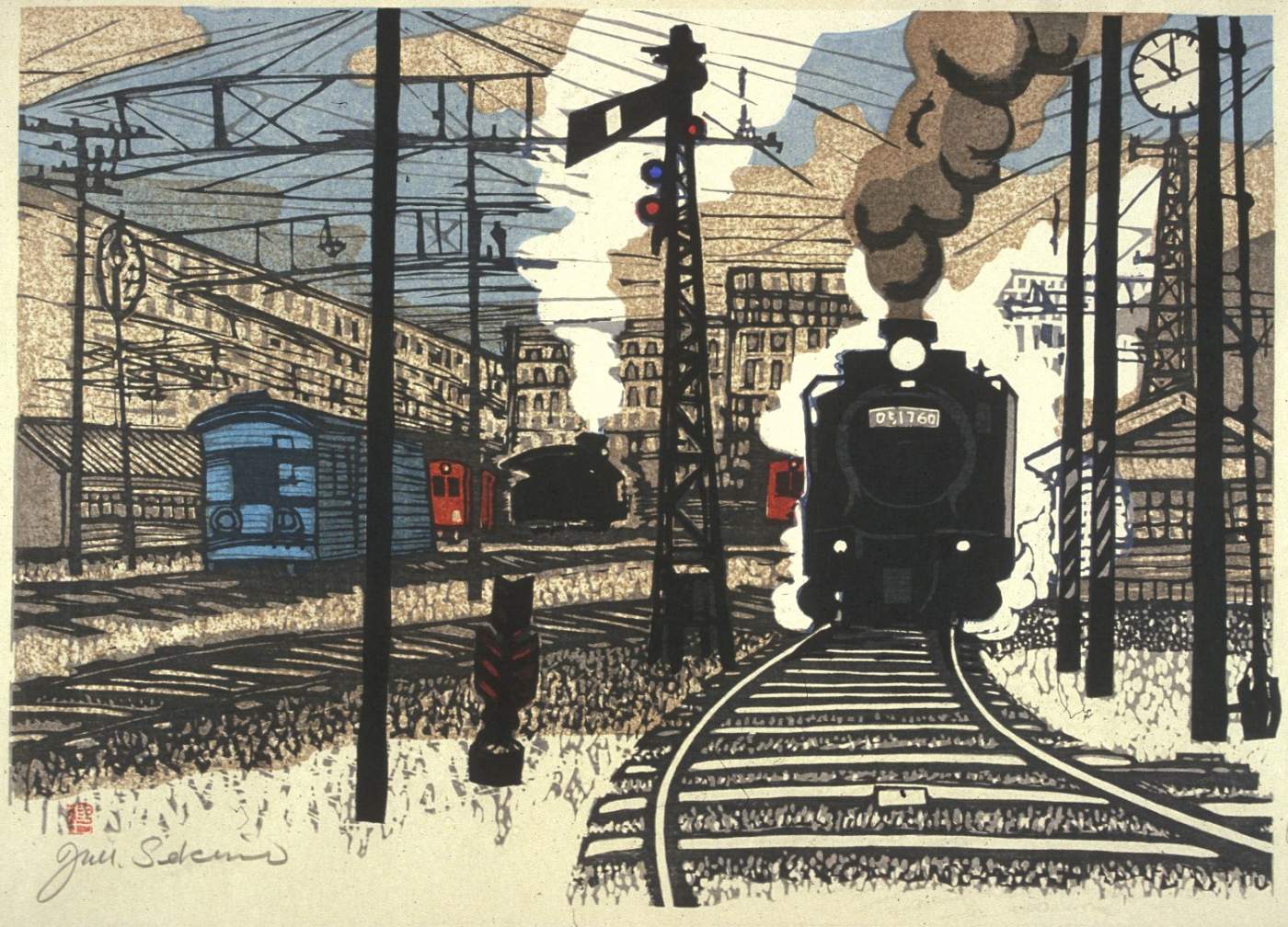 Hodogaya, Last Steam Train (Tokaido station 4) - Sekino Jun'ichiro  Catalogue woodblock print