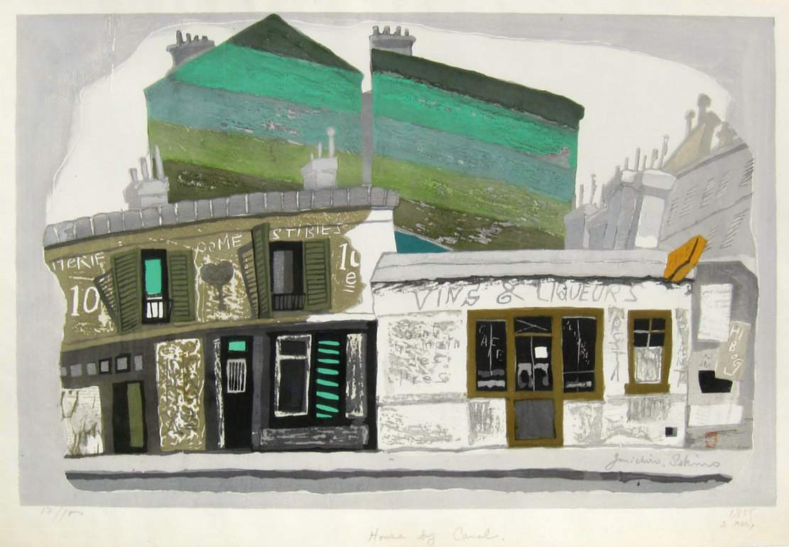 House by Canal (France) - Sekino Jun'ichiro  Catalogue woodblock print