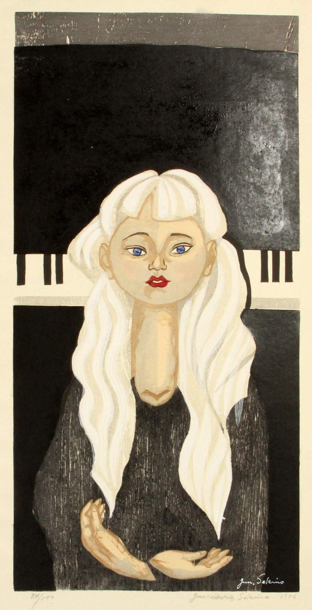 In Front of the Piano - Sekino Jun'ichiro  Catalogue woodblock print