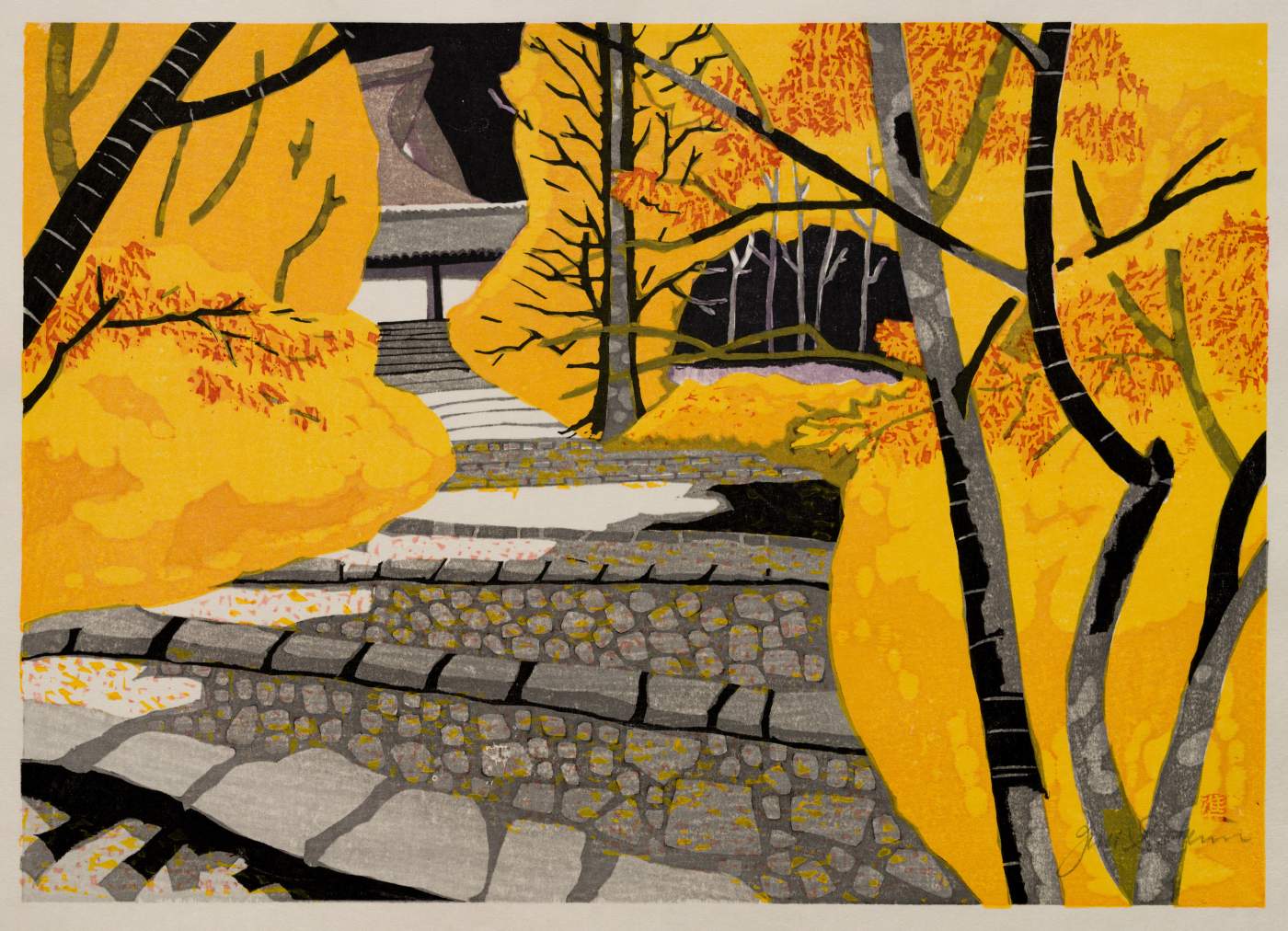 Ishiyakushi, Autumn Colours (Tokaido station 44) - Sekino Jun'ichiro  Catalogue woodblock print