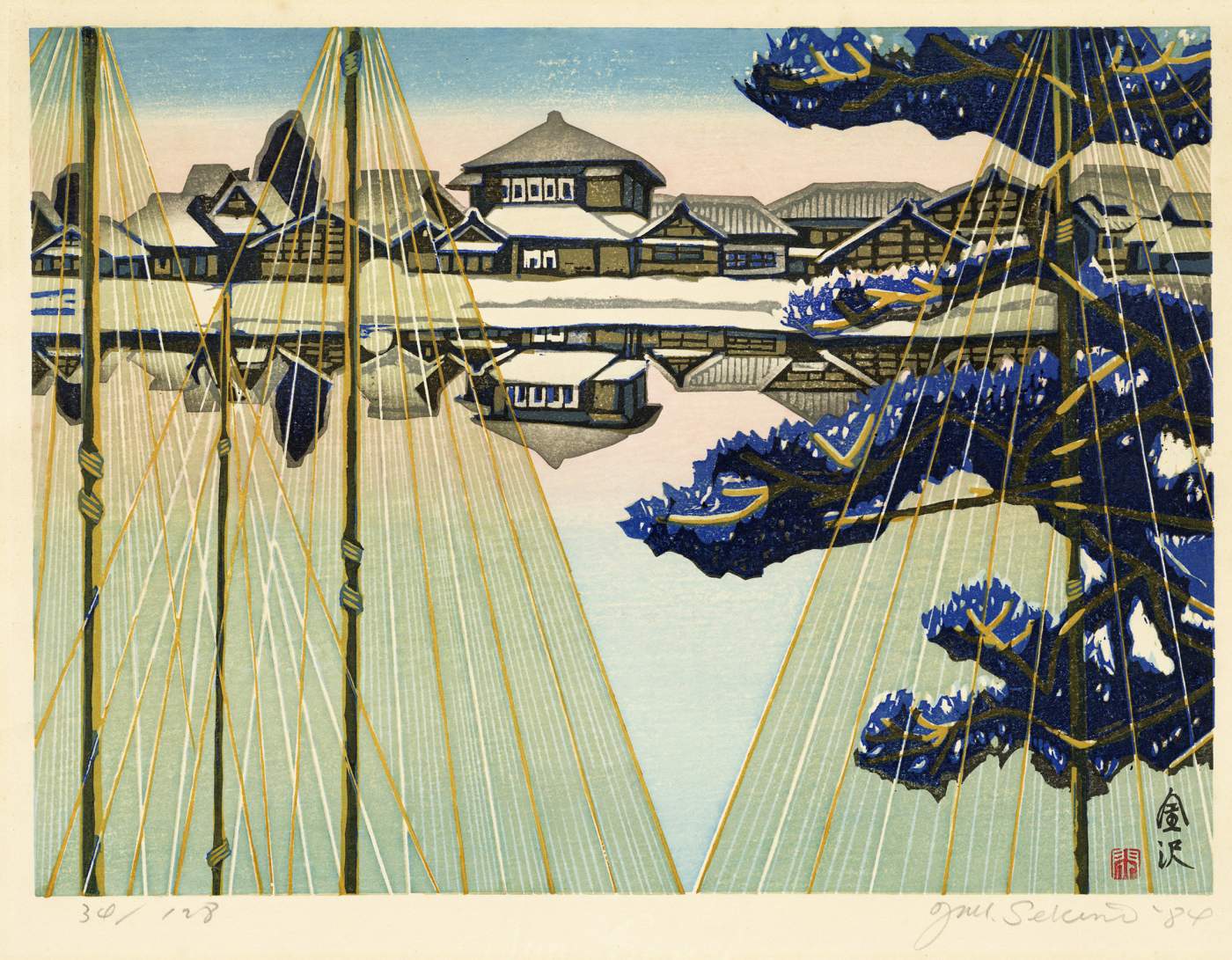 Kanazawa (Sheltering in Snow) - Sekino Jun'ichiro  Catalogue woodblock print