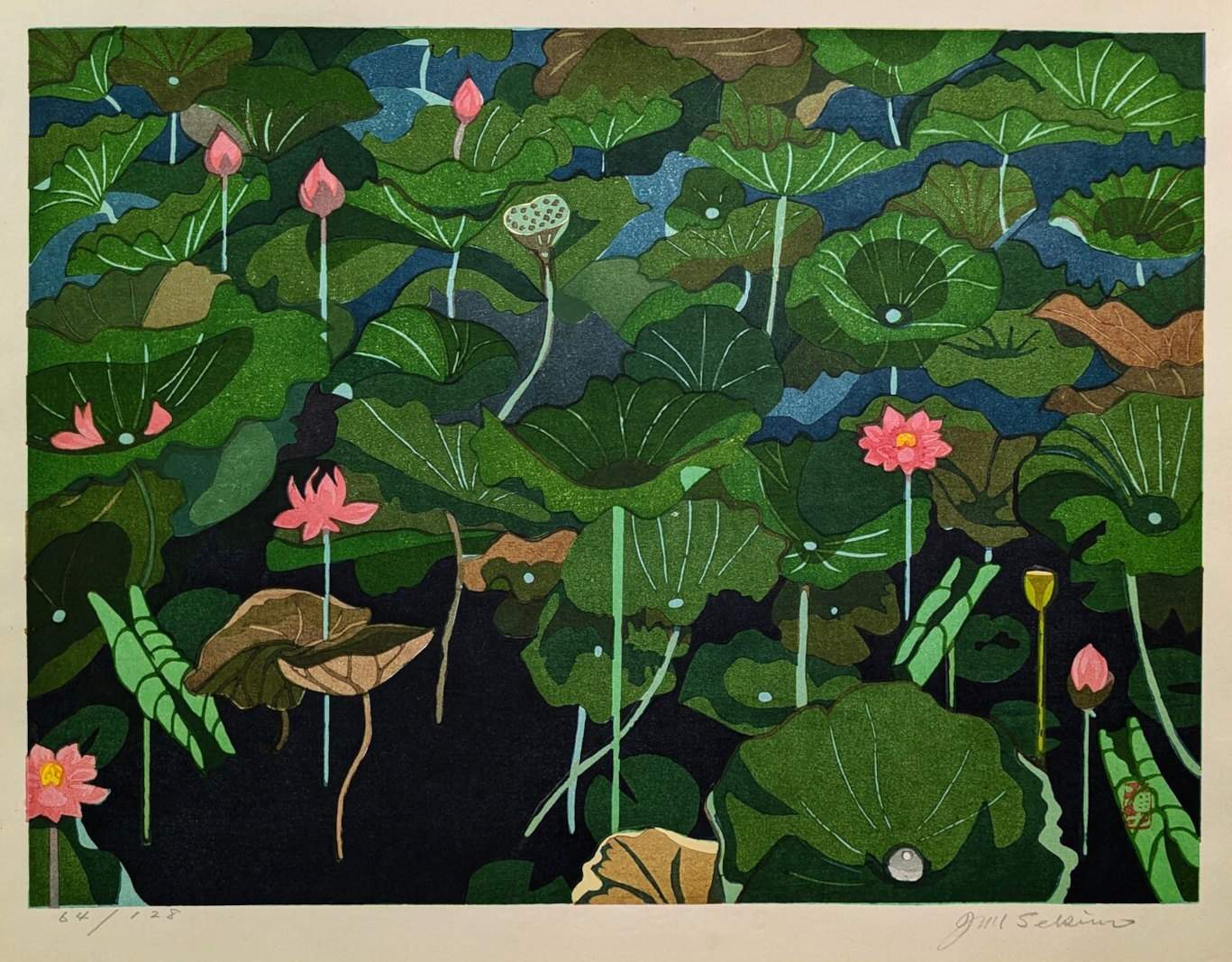 Kanmanjuji (Lotus Pond) - Sekino Jun'ichiro  Catalogue woodblock print