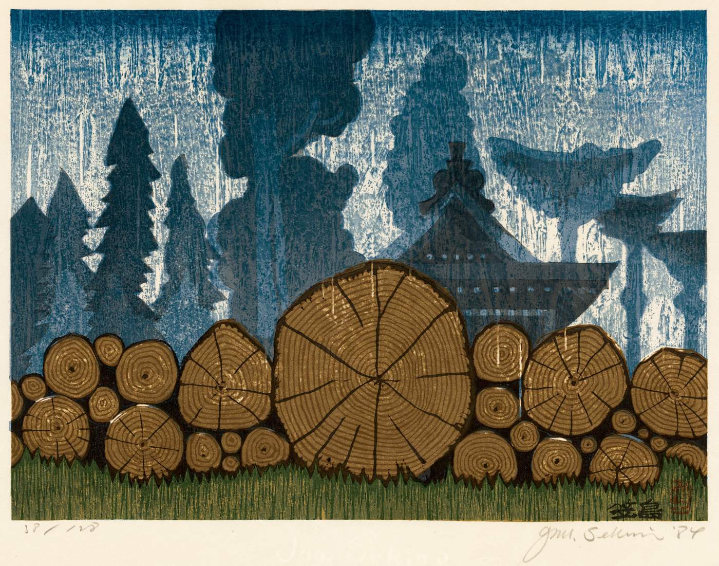 Kasashima (Tree Growth Rings) - Sekino Jun'ichiro  Catalogue woodblock print