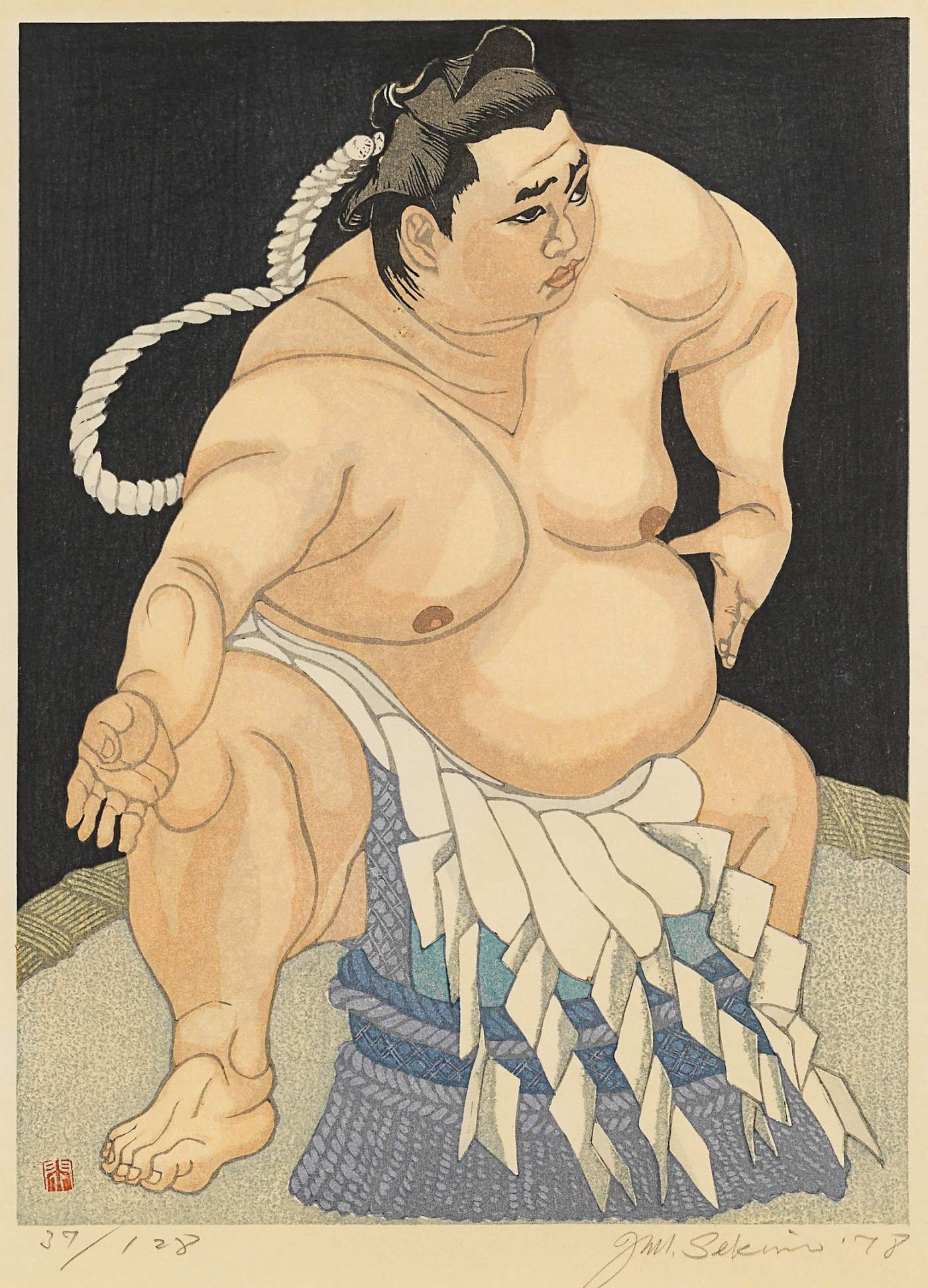 Kitanoumi in Dohyo-iri - Sekino Jun'ichiro  Catalogue woodblock print