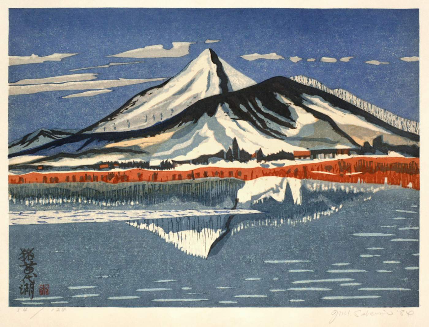 Lake Inawashiro (Mount Bandai) - Sekino Jun'ichiro  Catalogue woodblock print