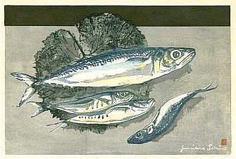 Mackerel - Sekino Jun'ichiro  Catalogue woodblock print