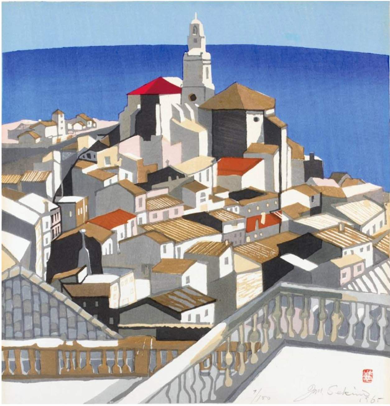 Mediterranean [Cadaques] - Sekino Jun'ichiro  Catalogue woodblock print