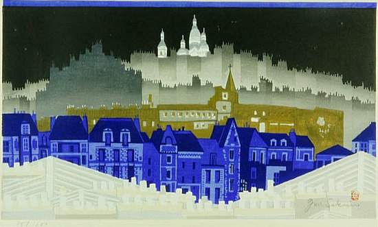 [Montmartre] - Sekino Jun'ichiro  Catalogue woodblock print