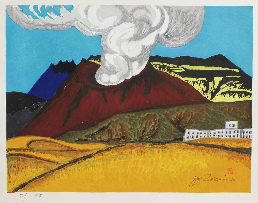 Mount Aso - Sekino Jun'ichiro  Catalogue woodblock print
