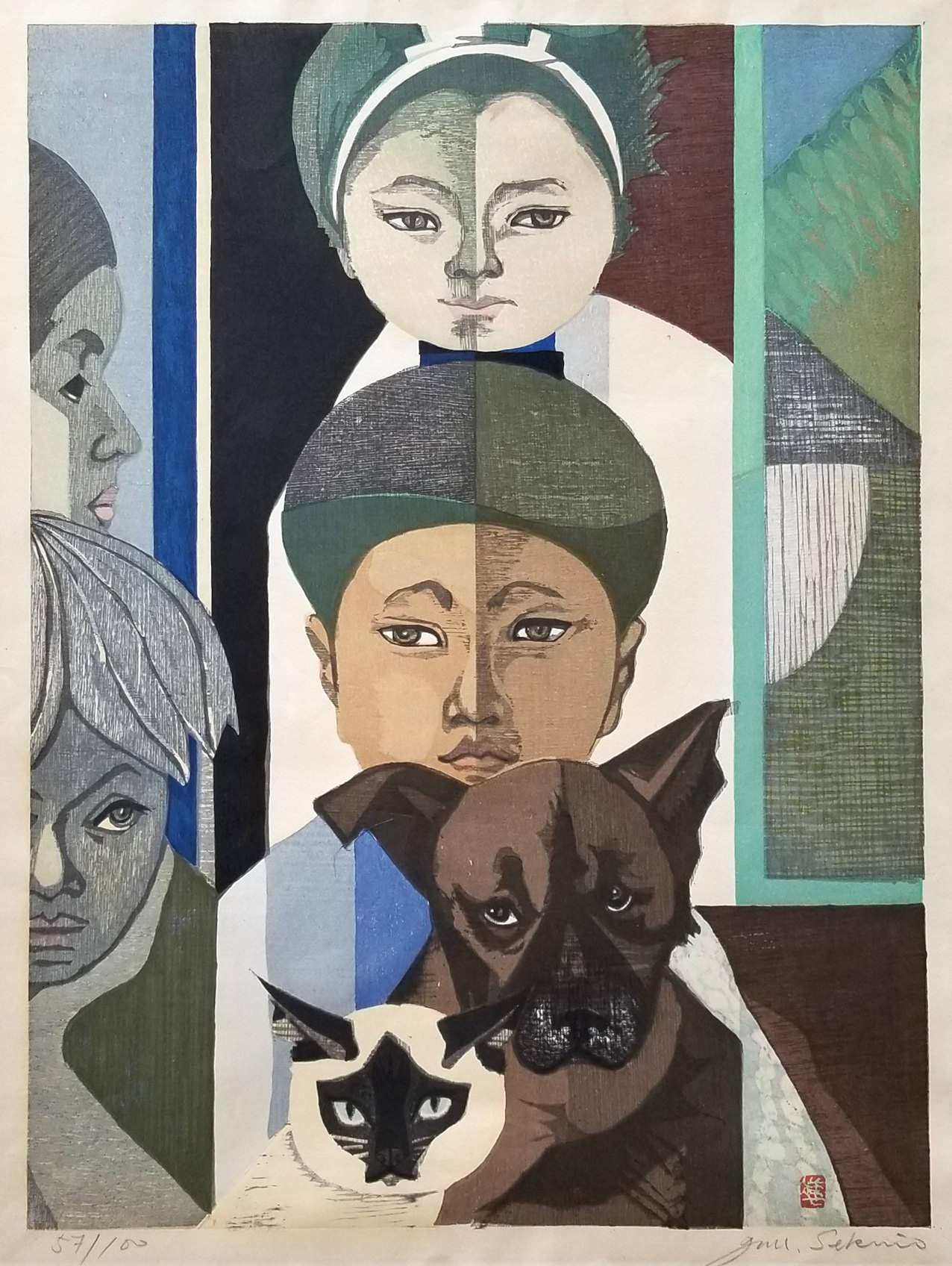 My Family - Sekino Jun'ichiro  Catalogue woodblock print