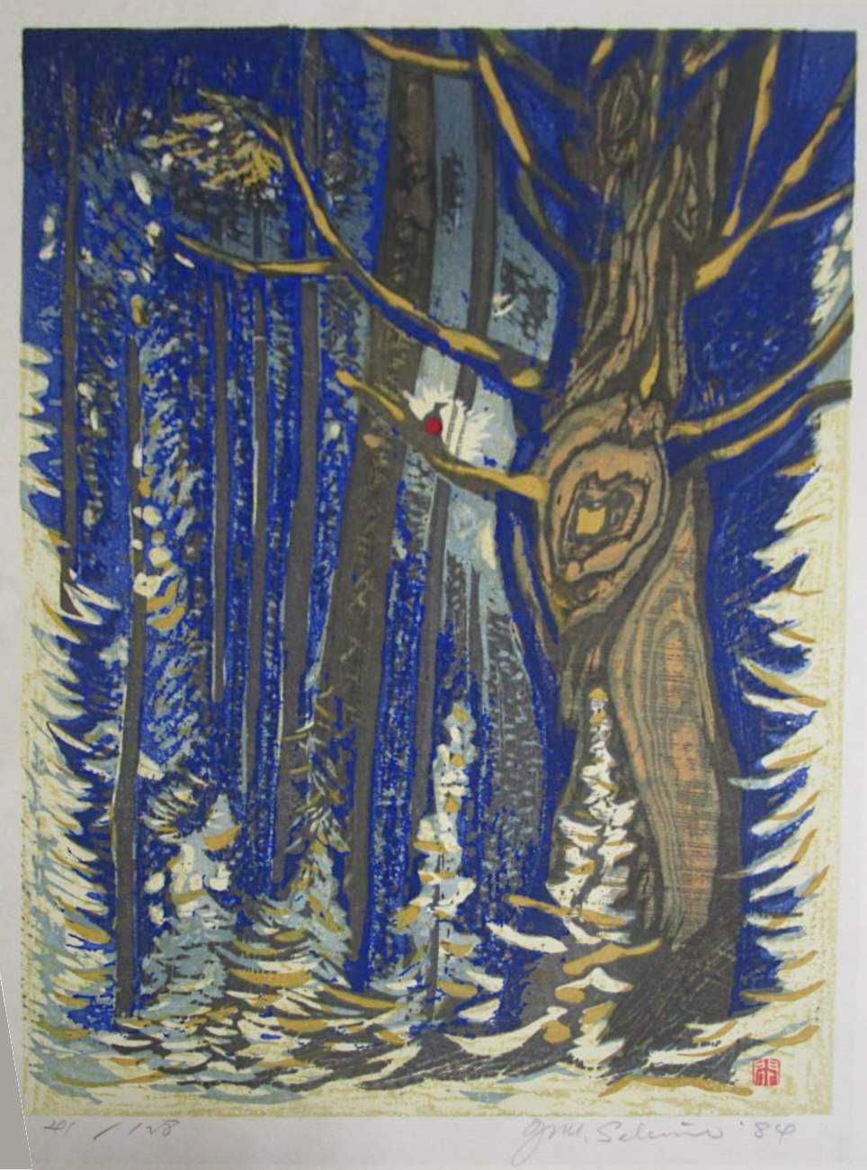 Natagiri Pass (Red Bird) - Sekino Jun'ichiro  Catalogue woodblock print