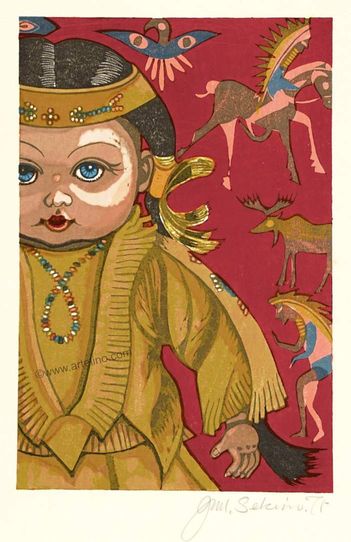 Native American Doll - Sekino Jun'ichiro  Catalogue woodblock print