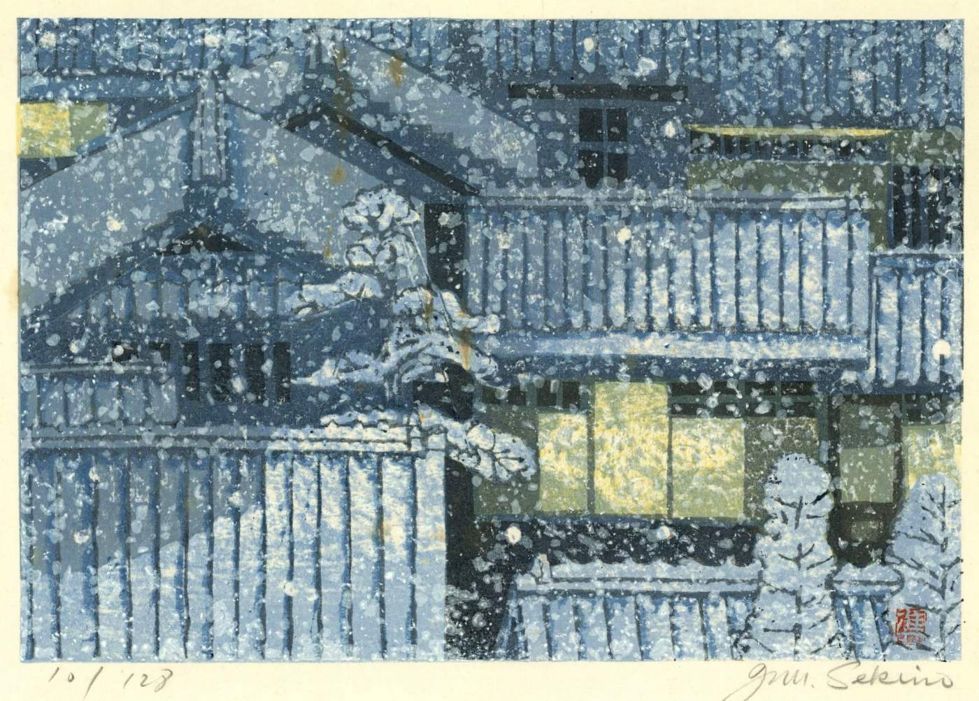 Nishijin in Snow - Sekino Jun'ichiro  Catalogue woodblock print