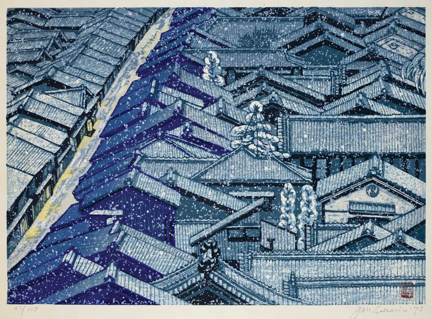 Nishijin in Snow - Sekino Jun'ichiro  Catalogue woodblock print