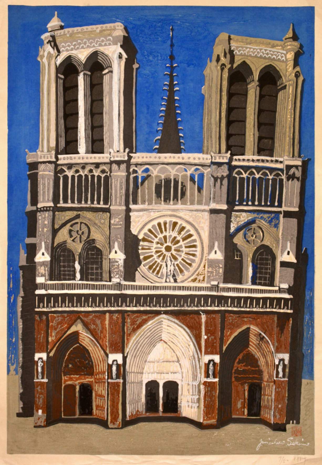 Notre Dame de Paris - Sekino Jun'ichiro  Catalogue woodblock print