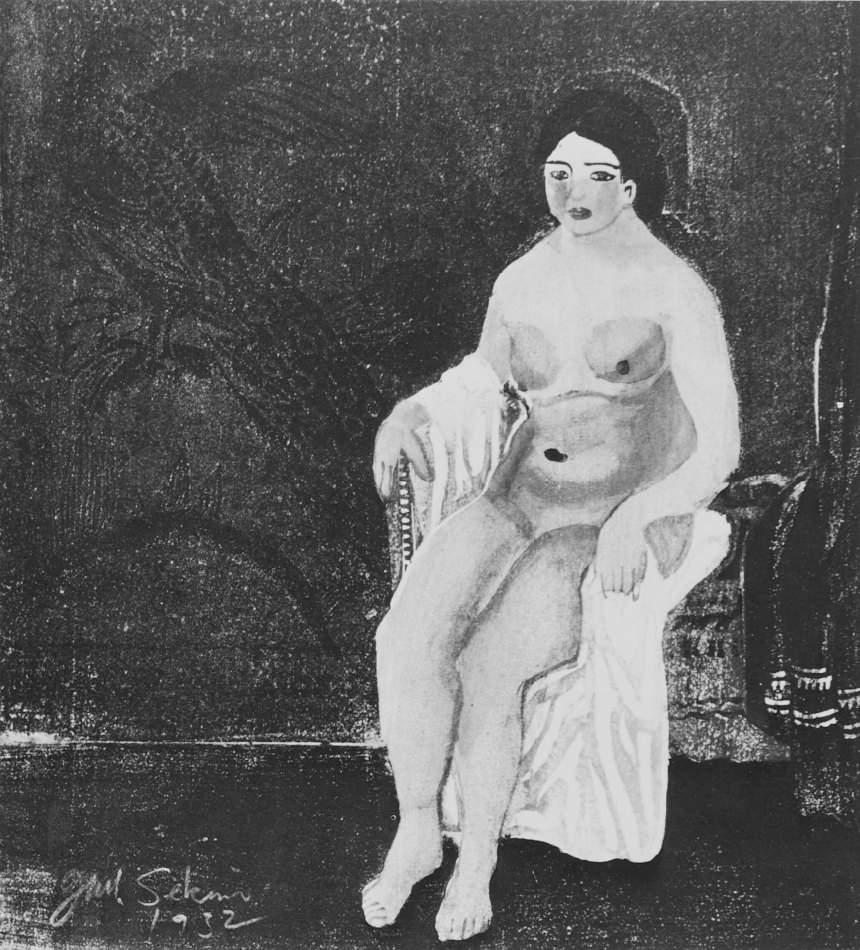 Nude (Peacock Background) - Sekino Jun'ichiro  Catalogue woodblock print