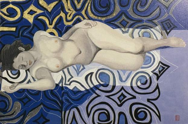 Nude with Cloth - Sekino Jun'ichiro  Catalogue woodblock print